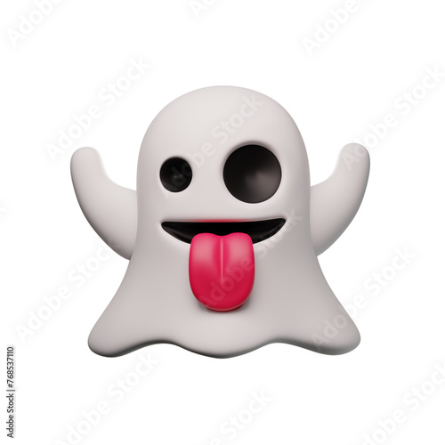 Ghost 3D emoji on a background. PNG 2048*2048. Color depth 64