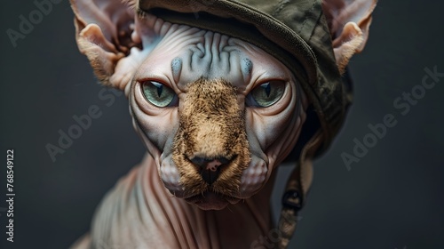 Sphynx Cat Wearing DJ Cap Ready for Nightclub Adventure
