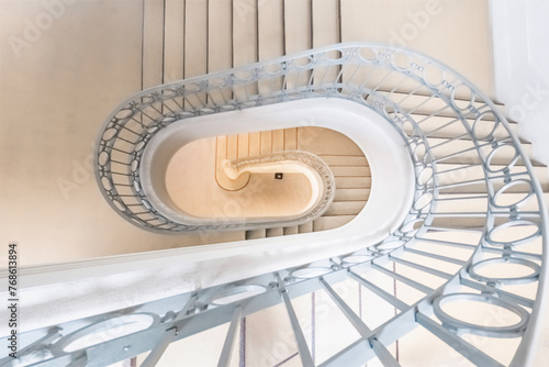 Old staircase of the Bolhao market in Porto, Portugal. Built in 1914 by the architect Correia da Silva. Architectural style