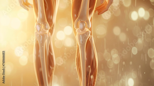 Human knee anatomy on medical background. generative ai