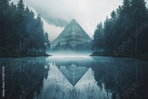 a pyramids in the fog
