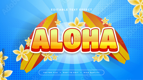Blue orange and yellow aloha 3d editable text effect - font style