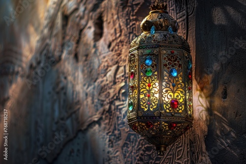 Intricate Arabic lantern crafted from filigree brass, representing Glimmering Jewel of the Orient.