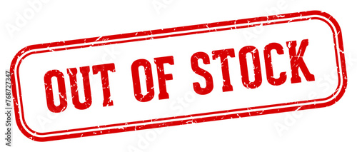 out of stock stamp. out of stock rectangular stamp on white background