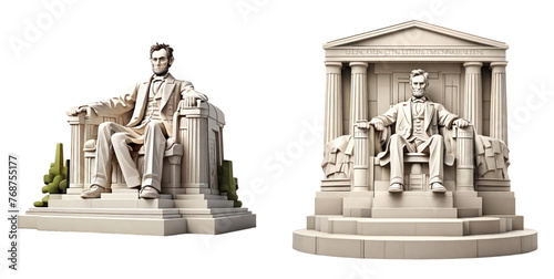 set of lincoln memorial isolated on transparent background