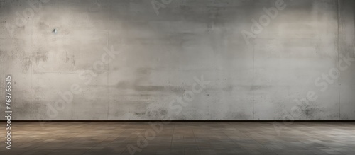 An interior space with a concrete wall and floor, creating a minimalistic and industrial ambiance. The room is devoid of furniture or decor, emphasizing the raw and textured surfaces.