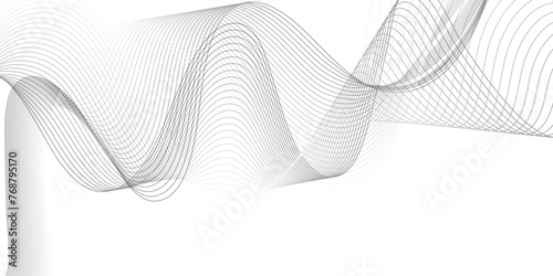 White wave curve lines banner background design. Abstract soft wave lines dynamic flowing gray light isolated background. Vector Illustration of the gray pattern of lines. Black stripes on white 