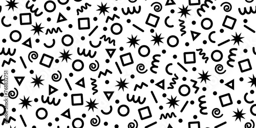 Line doodle seamless pattern. Creative minimalist style art background for children or trendy design with basic shapes. 
