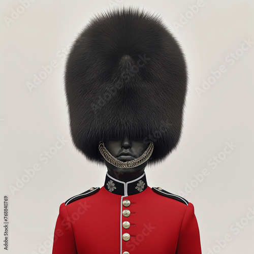 Soldier in big black fluffy hat