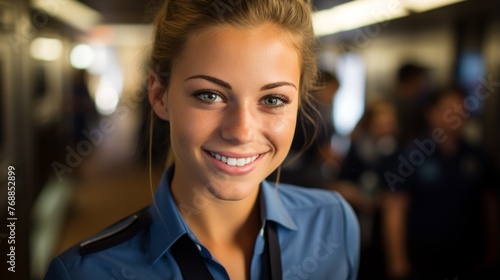 Portrait of a smiling young female customs officer