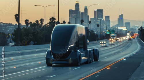 The Evolution Unfolds: Follow the sleek silhouette of a modern autonomous 