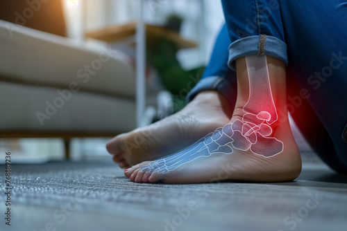 X-ray view of woman's foot with ankle pain