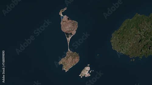 Saint Pierre and Miquelon highlighted. High-res satellite map