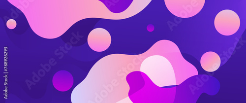 Blue pink and purple violet vector simple minimalist style abstract gradient banner design with waves and liquid shapes. Vector for presentations, flyer, poster, background, annual report, invitation
