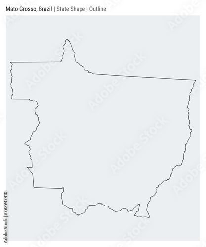 Mato Grosso, Brazil. Simple vector map. State shape. Outline style. Border of Mato Grosso. Vector illustration.