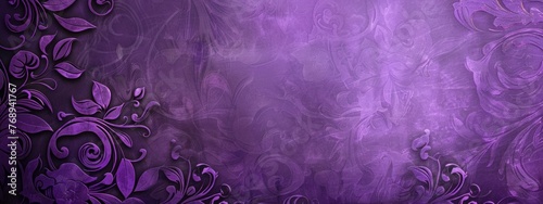 Violet purple background with lace-inspired floral patterns on the left side, creating an elegant and sophisticated design for a banner or poster template Generative AI