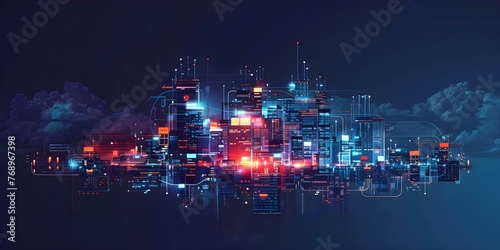 G Network, Cloud Computing, Data Storage, Online Financial Services, and Smart City Connectivity: A Digital Collage of Technology Icons. Concept Technology Trends, Digital Services