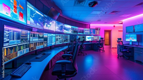 Cuttingedge network operations center screens ablaze with data analytics the heartbeat of technology