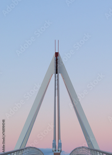 Puente atirantado asimétrico triangular Puerta de las rozas. Comunidad de Madrid. España