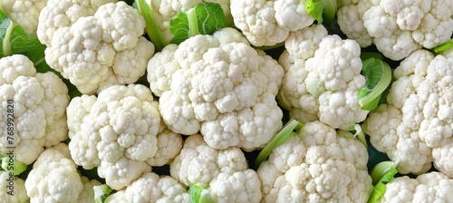 Close up view of organic cauliflower creating a textured background for design projects