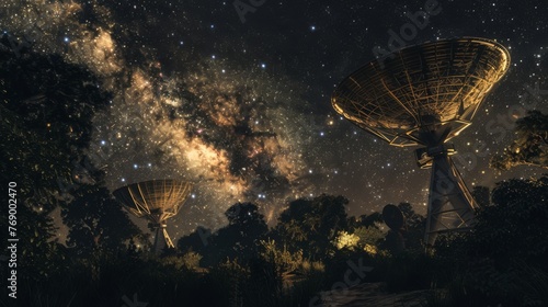 Radio telescopes, observes the Milky Way at night, the unusualness and complexity of our galaxy