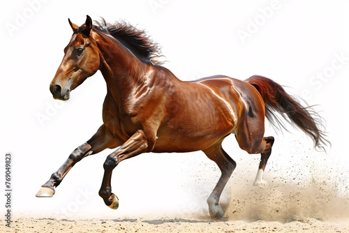 a horse running in sand