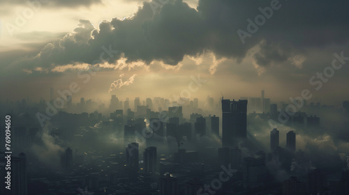City Engulfed in Heavy Smoke