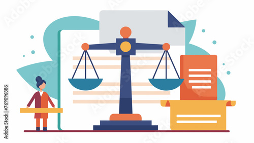 A scale of justice symbol overlaid on a document with legal jargon representing the fairness and balance of the legal system in protecting the