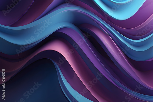 Gradient blue and purple abstract 3D wavy background design.