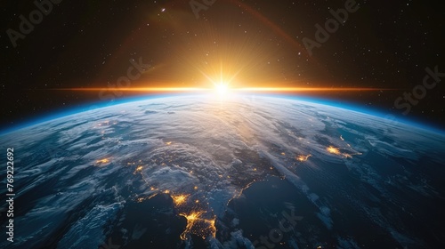 Sunrise Over Planet Earth: USA Shines in Blue Horizon of Space