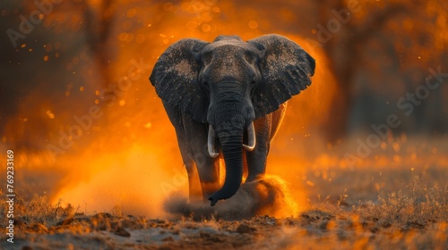 Beautiful pictures of Africa sunset with elephant