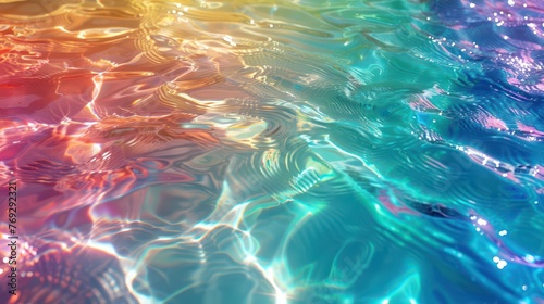 Featuring rainbow colors, the background texture of swimming pool water creates a bright and airy atmosphere. 