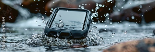 Waterproof phone case designed to protect mobile devices from water damage when used near bodies of water The case appears to be made of a durable,water-resistant material that