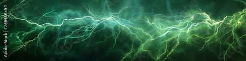 A vivid green lightning bolt pattern symbolizing power and energy, background, wallpaper, banner
