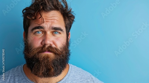 Close up view of a person with a beard