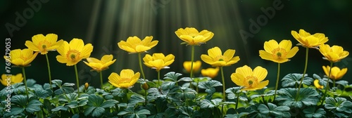 Abundance of yellow flowers bloom in a wide field under the sun