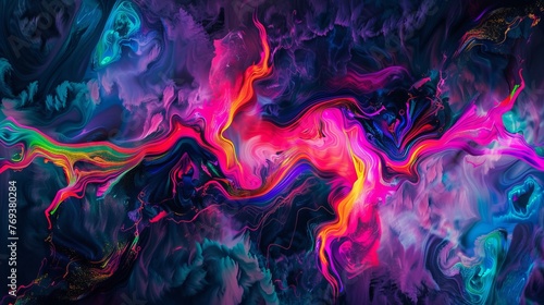Vibrant neon abstract: mesmerizing digital art background with striking colors