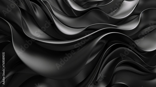 Dark and mysterious: intricate black abstract 3d background with depth and texture - mesmerizing digital art for modern design projects and atmospheric visuals