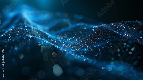 Dynamic molecule vector illustration: speed movement pattern on dark blue background - hi-tech digital technology concept