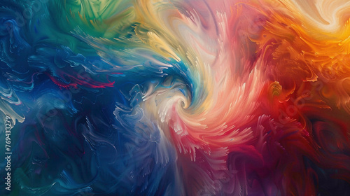 A whirlwind of vibrant colors swirling and dancing across the canvas, forming intricate and mesmerizing patterns.
