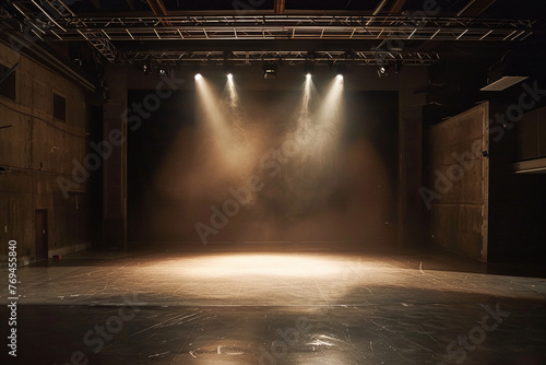 Spotlight Stage Theater Ambiance Dramatic Performance Space Haze Expression Venue