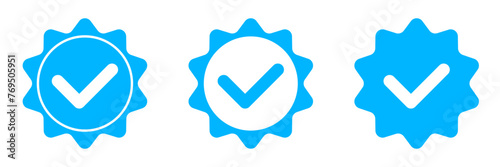 Blue Seal of Approval Icon Set