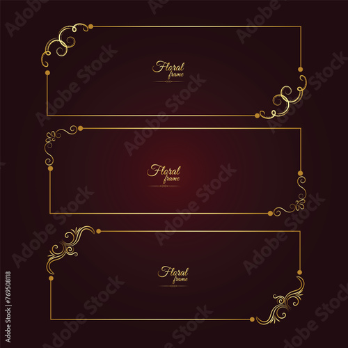 Vector luxury decorative golden vintage frames and borders. retro ornamental frame art and flower isolated floral background