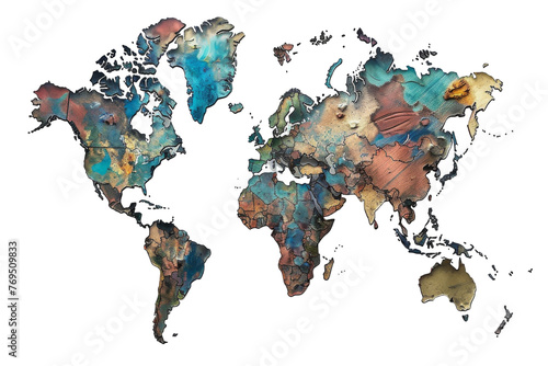 Map of the World on White Background