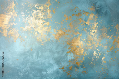 Abstract Painting Featuring Gold and Blue