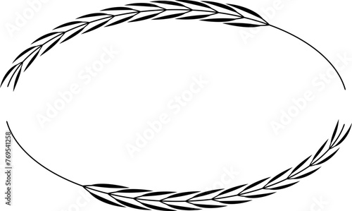 Vector oval border with leaves for award, logo, invitation, nobility