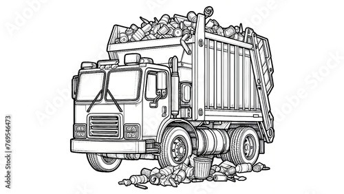 Colorful Garbage Truck Coloring Page