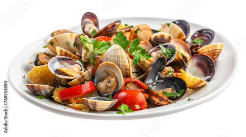 Delicious clambake isolated on white background