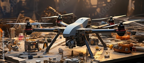 industrial surveillance with Drones over construction sites