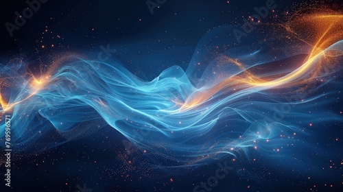 Futuristic Digital Energy Flow in Blue and Orange Hues 